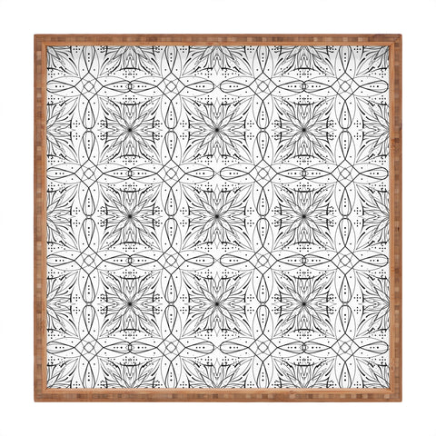 Marta Barragan Camarasa BW starry abstract mosaic Square Tray