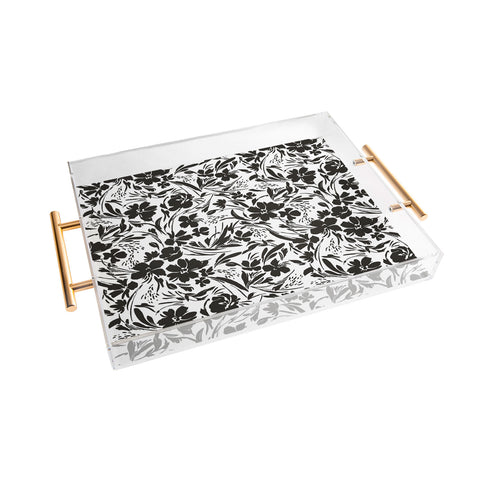Marta Barragan Camarasa BW tropical floral Acrylic Tray