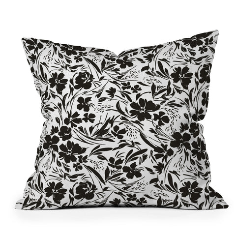 Marta Barragan Camarasa BW tropical floral Outdoor Throw Pillow