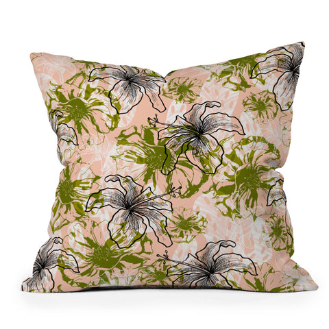 Marta Barragan Camarasa Cactus and exotic flowers Outdoor Throw Pillow