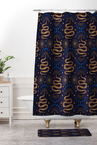 Marta Barragan Camarasa Celestial Serpent Charm Shower Curtain And Mat