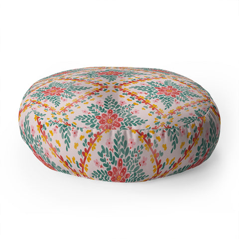 Marta Barragan Camarasa Chic Floral Geometry Floor Pillow Round