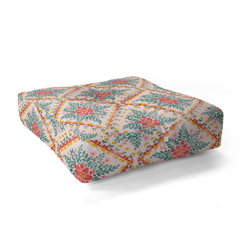 Marta Barragan Camarasa Chic Floral Geometry Floor Pillow Square