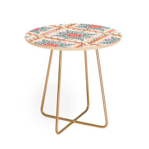 Marta Barragan Camarasa Chic Floral Geometry Round Side Table