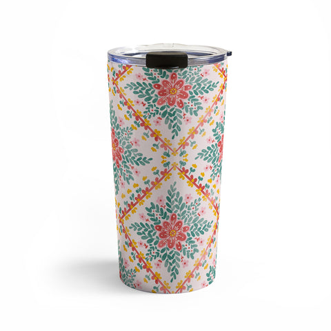 Marta Barragan Camarasa Chic Floral Geometry Travel Mug