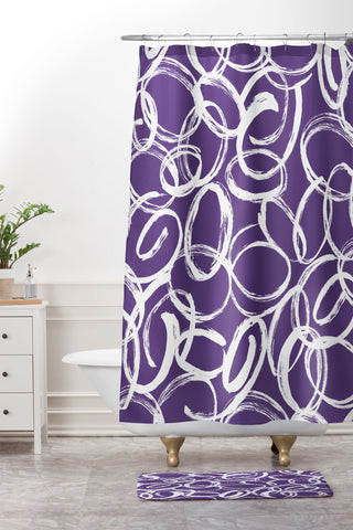 Marta Barragan Camarasa Circular Brushstrokes Abstract Shower Curtain And Mat