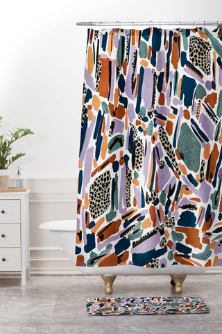 Marta Barragan Camarasa Colorful artistic abstract G90 Shower Curtain And Mat
