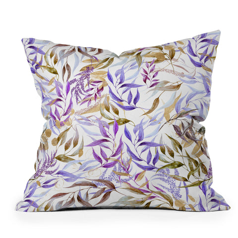 Marta Barragan Camarasa Colorful leaves and gold Outdoor Throw Pillow