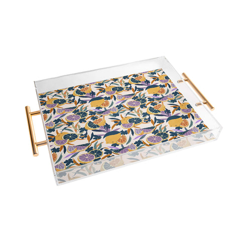 Marta Barragan Camarasa Colorful lemons and oranges F Acrylic Tray