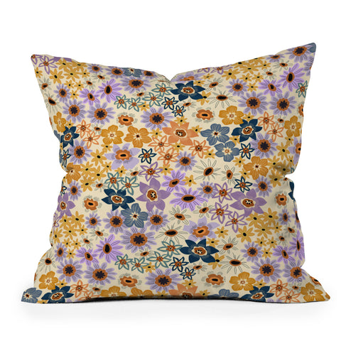 Marta Barragan Camarasa colorful lush wild garden F Outdoor Throw Pillow