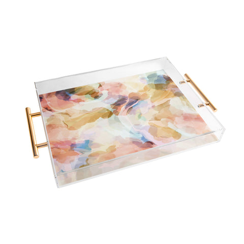 Marta Barragan Camarasa Colorful shapes in waves Acrylic Tray