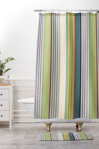 Marta Barragan Camarasa Colorful Stripe Delight Shower Curtain And Mat