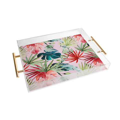 Marta Barragan Camarasa Colorful tropical paradise Acrylic Tray