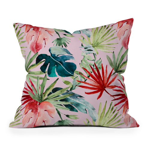 Marta Barragan Camarasa Colorful tropical paradise Outdoor Throw Pillow