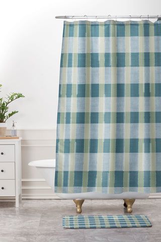 Marta Barragan Camarasa Country Style Checks Shower Curtain And Mat