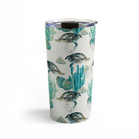 Marta Barragan Camarasa Crocodiles and cactus bloom Travel Mug
