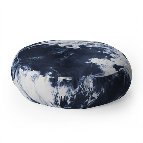 Marta Barragan Camarasa Dark blue watercolor stains 22 Floor Pillow Round