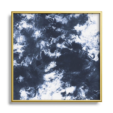 Marta Barragan Camarasa Dark blue watercolor stains 22 Square Metal Framed Art Print