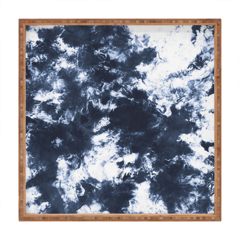 Marta Barragan Camarasa Dark blue watercolor stains 22 Square Tray