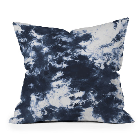 Marta Barragan Camarasa Dark blue watercolor stains 22 Outdoor Throw Pillow
