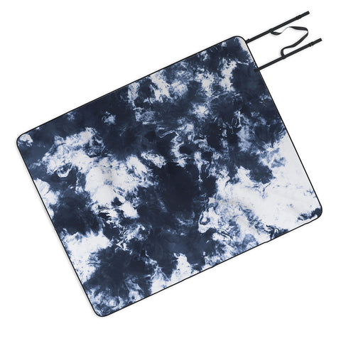 Marta Barragan Camarasa Dark blue watercolor stains 22 Picnic Blanket