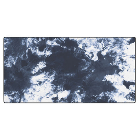 Marta Barragan Camarasa Dark blue watercolor stains 22 Desk Mat