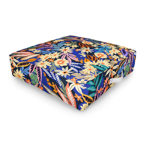 Marta Barragan Camarasa Dark flowered blooms colorful Outdoor Floor Cushion