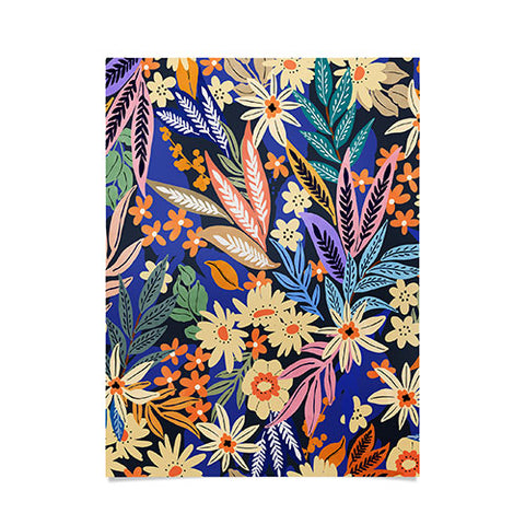 Marta Barragan Camarasa Dark flowered blooms colorful Poster