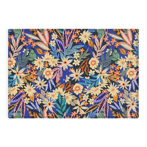 Marta Barragan Camarasa Dark flowered blooms colorful Outdoor Rug