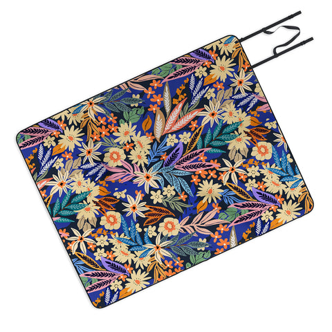 Marta Barragan Camarasa Dark flowered blooms colorful Picnic Blanket