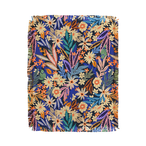 Marta Barragan Camarasa Dark flowered blooms colorful Throw Blanket