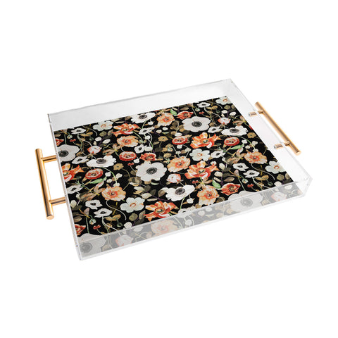 Marta Barragan Camarasa Dark flowery modern meadow Acrylic Tray