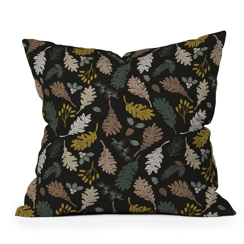 Marta Barragan Camarasa Dark meadow winter season I Outdoor Throw Pillow