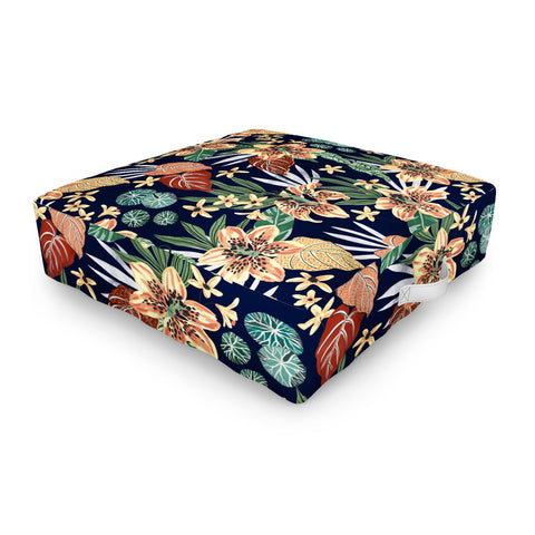 Marta Barragan Camarasa Dark nice floral jungle DP1 Outdoor Floor Cushion