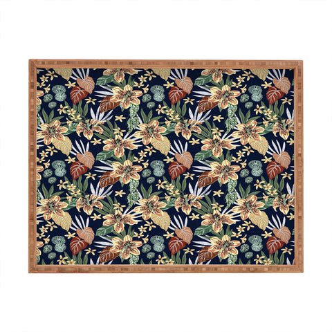 Marta Barragan Camarasa Dark nice floral jungle DP1 Rectangular Tray