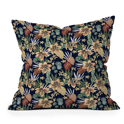 Marta Barragan Camarasa Dark nice floral jungle DP1 Throw Pillow