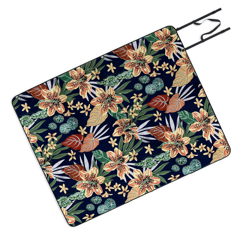 Marta Barragan Camarasa Dark nice floral jungle DP1 Picnic Blanket