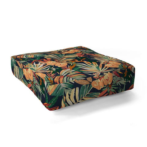Marta Barragan Camarasa Dark tropical botanical wild A Floor Pillow Square