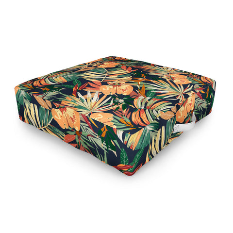 Marta Barragan Camarasa Dark tropical botanical wild A Outdoor Floor Cushion