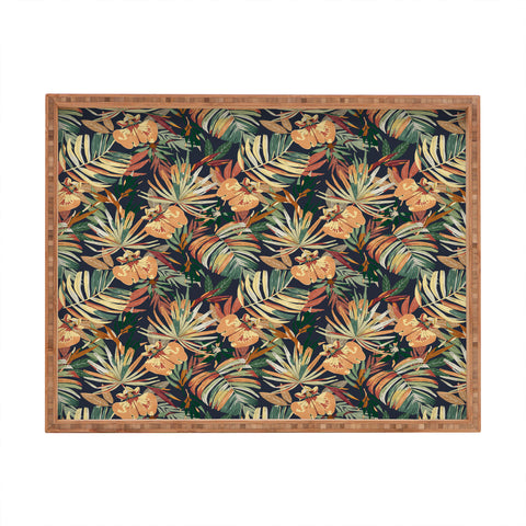 Marta Barragan Camarasa Dark tropical botanical wild A Rectangular Tray