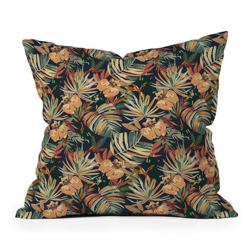Marta Barragan Camarasa Dark tropical botanical wild A Throw Pillow