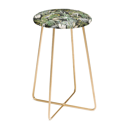 Marta Barragan Camarasa Dark watercolor jungle 1 Counter Stool
