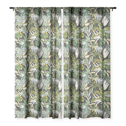 Marta Barragan Camarasa Dark watercolor jungle 1 Sheer Window Curtain