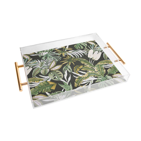 Marta Barragan Camarasa Dark watercolor jungle 1 Acrylic Tray