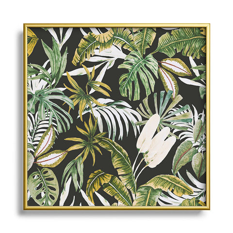 Marta Barragan Camarasa Dark watercolor jungle 1 Square Metal Framed Art Print