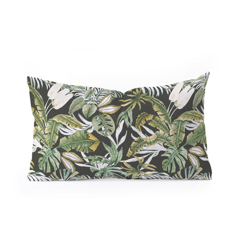 Marta Barragan Camarasa Dark watercolor jungle 1 Oblong Throw Pillow