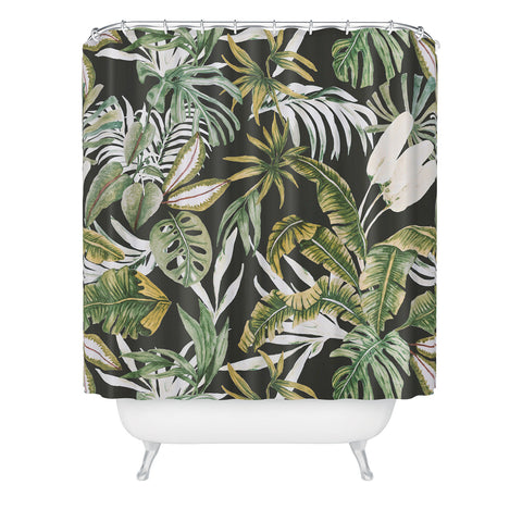 Marta Barragan Camarasa Dark watercolor jungle 1 Shower Curtain