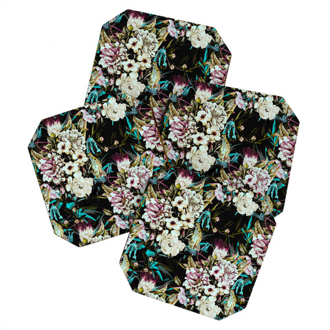 Marta Barragan Camarasa Dark wild floral 01 Coaster Set