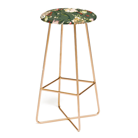Marta Barragan Camarasa Dark wild floral 03 Bar Stool