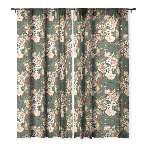 Marta Barragan Camarasa Dark wild floral 03 Sheer Window Curtain
